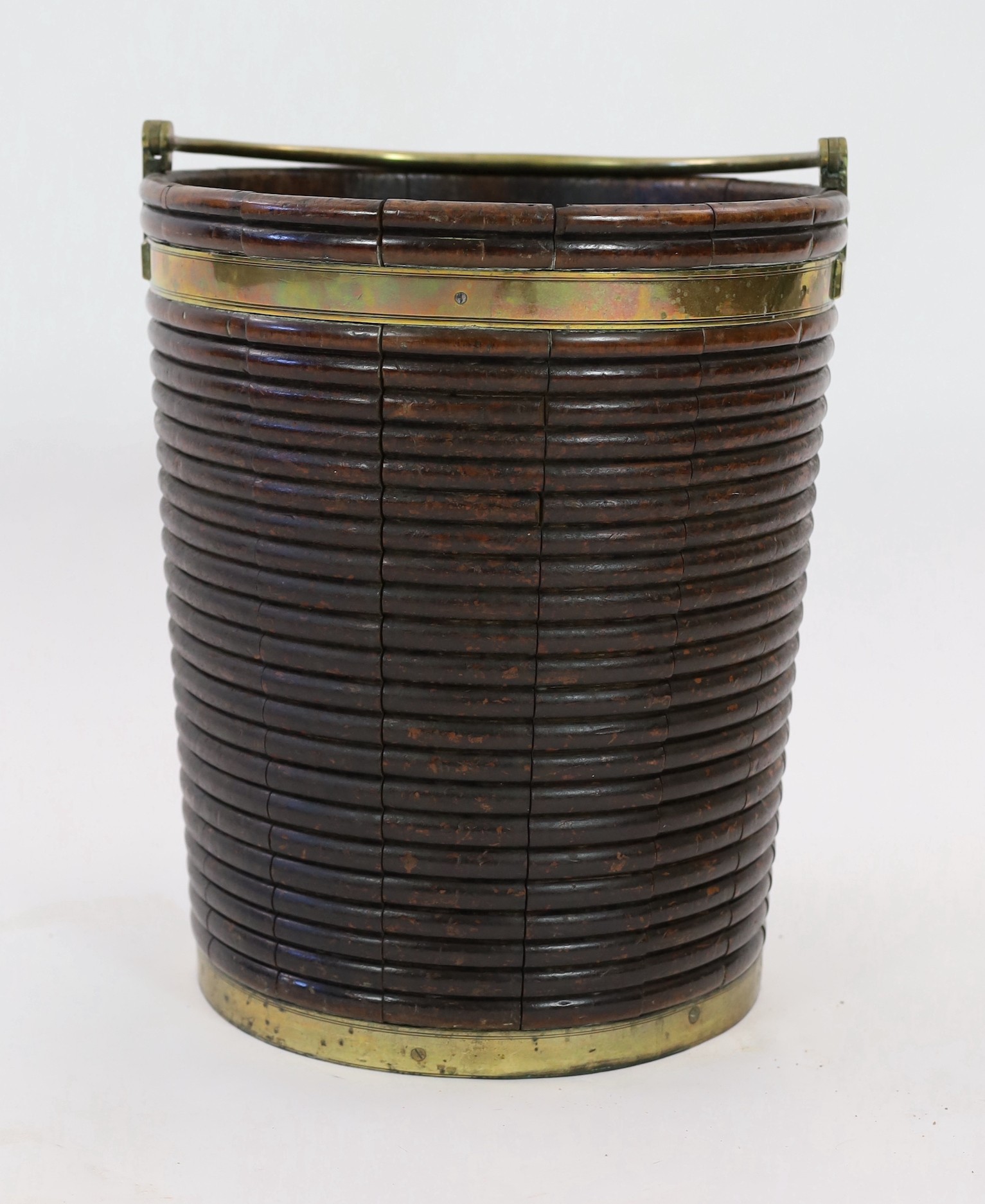 A George III Irish mahogany and brass mounted peat bucket, height 43cm diameter 37cm